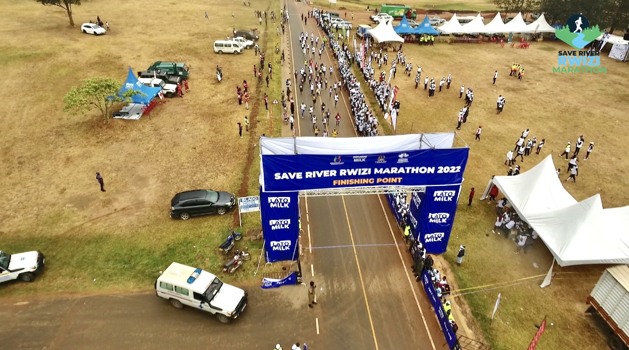 Marathon finish line at River Rwizi Run